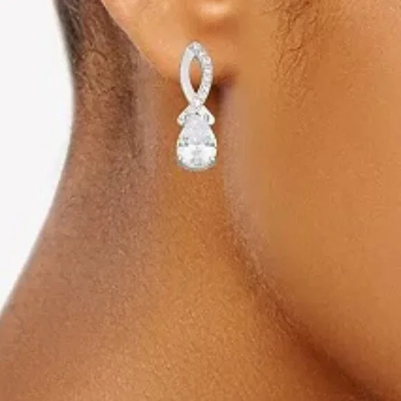 NAPIER Glamorous Silver Clear CZ Stone Twist Drop Earrings**NEW! - Picture 4 of 4